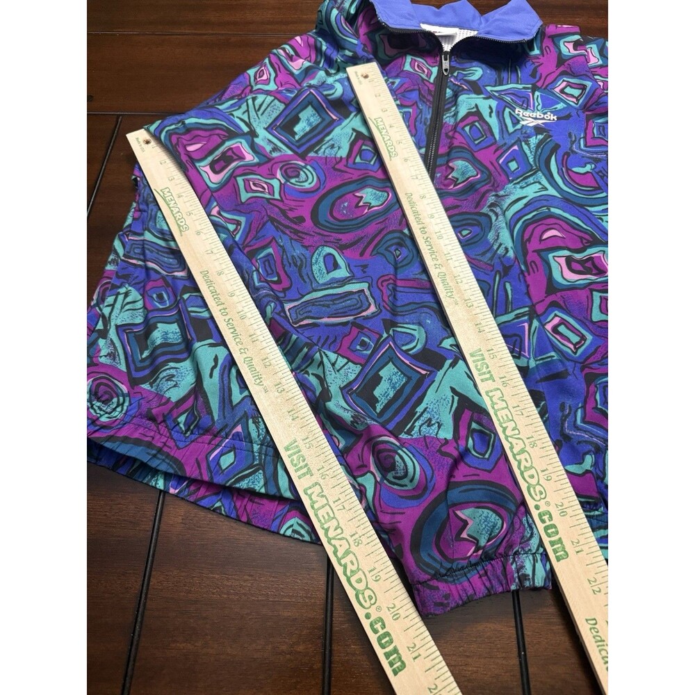 Vintage 80s 90s Multicolored Patterned Reebok Full Zip Windbreaker Jacket Y2K - Picture 8 of 9